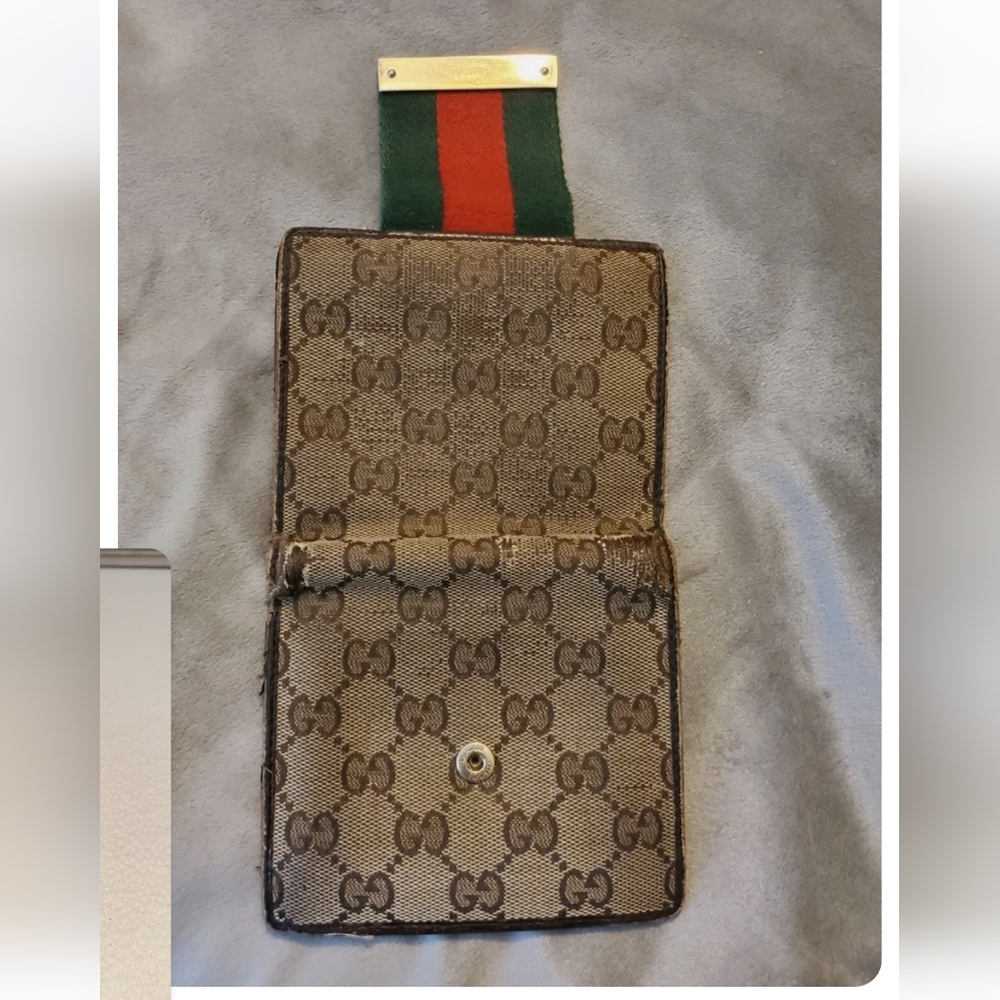 Vintage Gucci Bi-fold Monogram Wallet w Signature Stripe - Picture 4 of 4